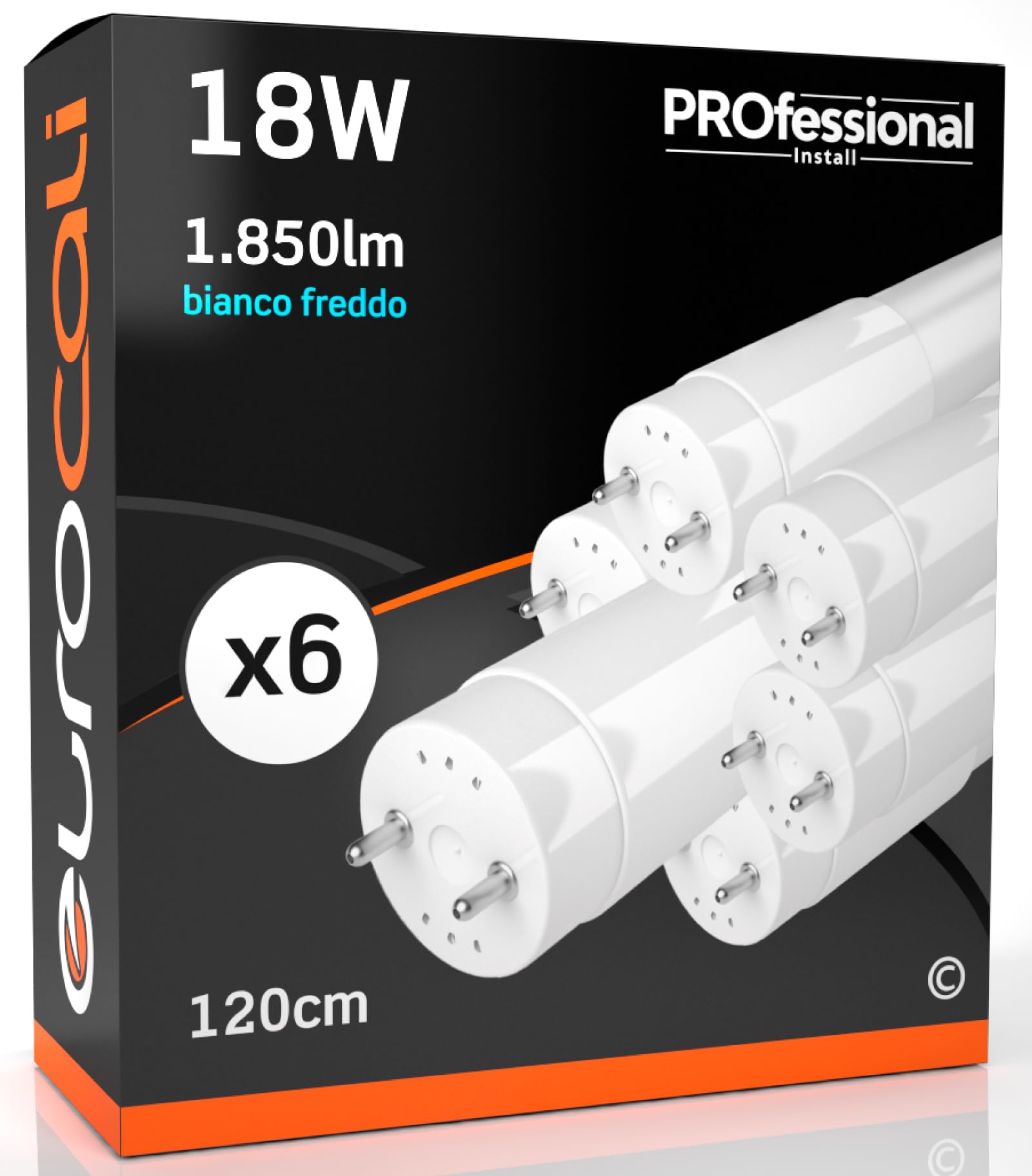 Eurocali 6x Tubos LED 120cm G13 T8 18W 1850 Lúmenes - Luz Blanca Fría 6500K - Haz de Luz 160° - Reemplazo de Neón