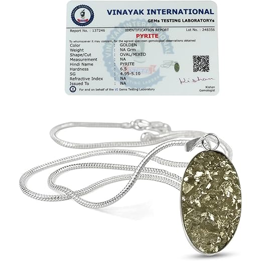 Natural Pyrite Oval Pendant with Chain