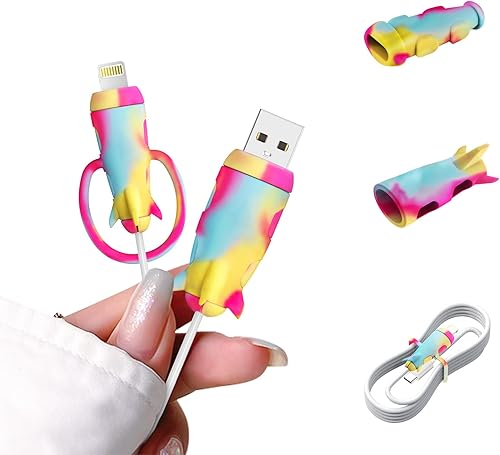 CameCosy Funda protectora de cable 2 en 1 compatible con iPhone, Android, cable USB tipo C, 2 unidades de silicona estirable para cargador de cable,