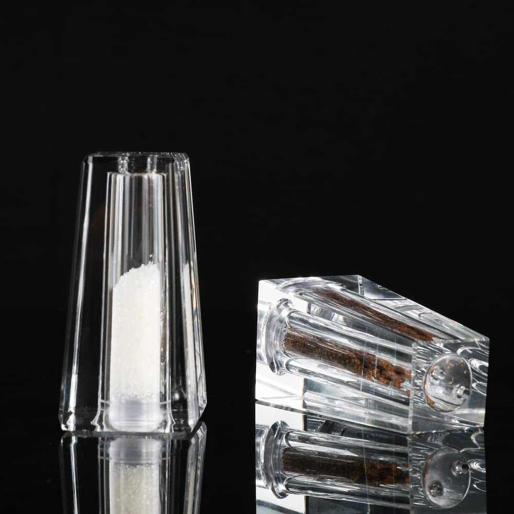 Juego de salero y pimentero, diseño recargable, coctelera de condimentos de cristal, decoración de cocina para mesa de cocina, caravana, cena, barbacoa de camping (juego de 2)