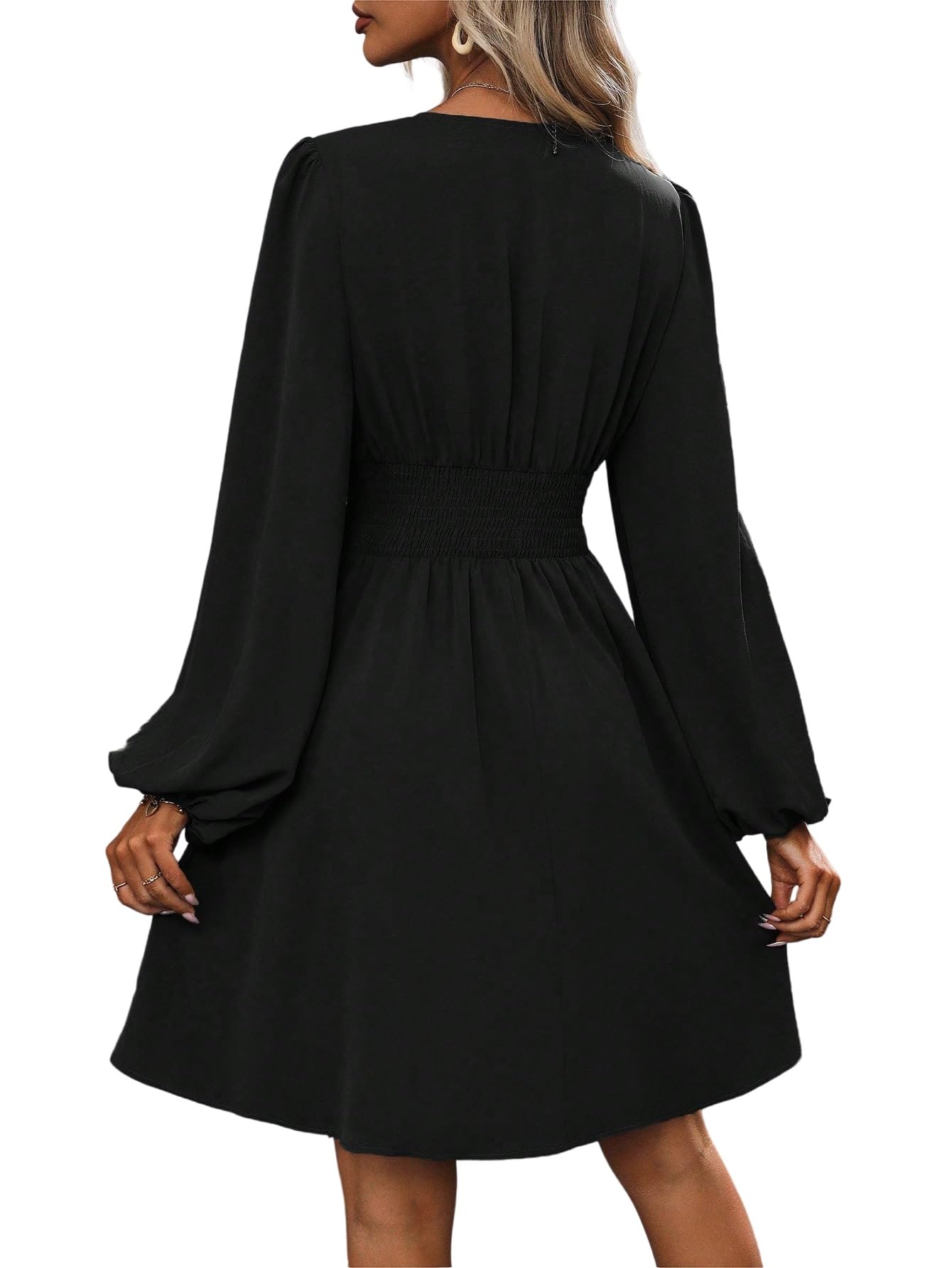 SweatyRocks Kleider Damen Festlich Langarm Wickelkleid Winterkleider Elegant Kleid A Linie Minikleid Hochzeitsgast Kleid Bürokleidung