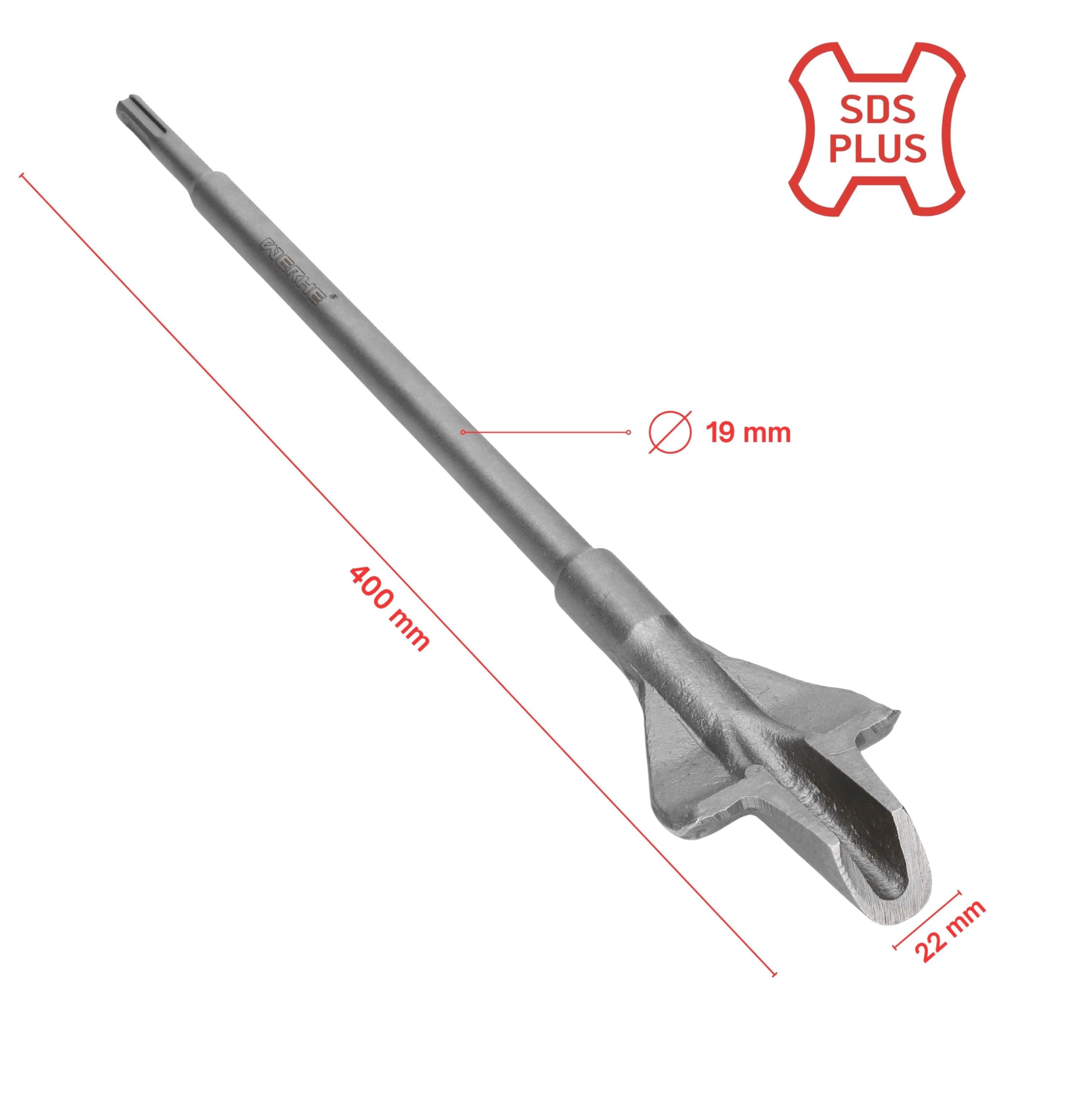 WERHE Wing Chisel SDS Plus 60 x 400 mm, Channel Chisel for Rotary Hammer - Image 2