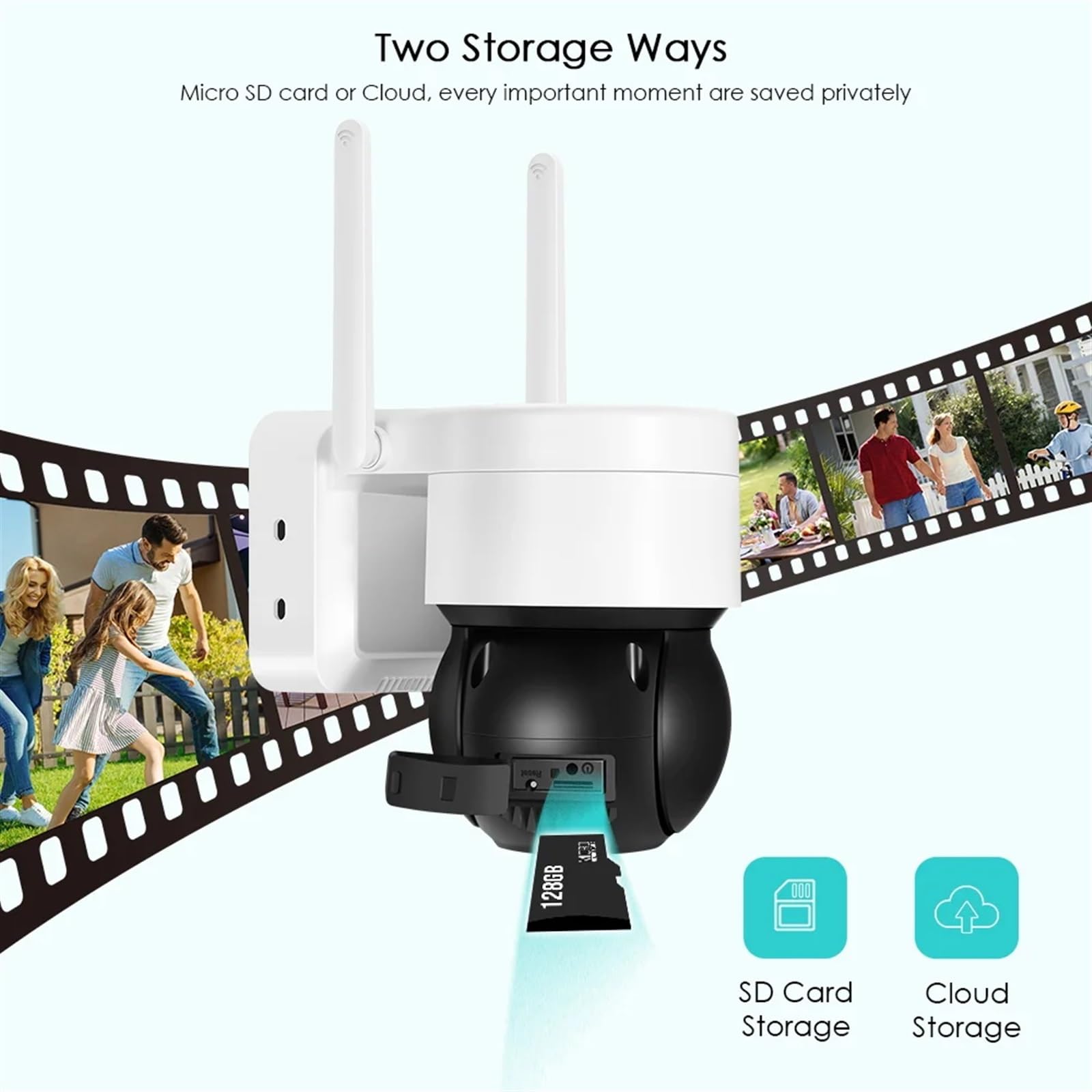 Camera Surveillance, Caméra solaire 2MP CCTV Vision nocturne extérieure caméra IP PTZ avec batterie de Recharge de panneau solaire caméra de Surveillance vidéo CCTV 2MP ,Sécurité, Antivol(Wifi Camera