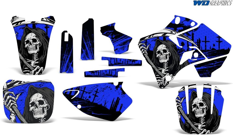 MX Dirt Bike Graphics kit Sticker Decal Compatible with Yamaha YZ125/YZ250 1996-2001 - Reaper V2 Blue