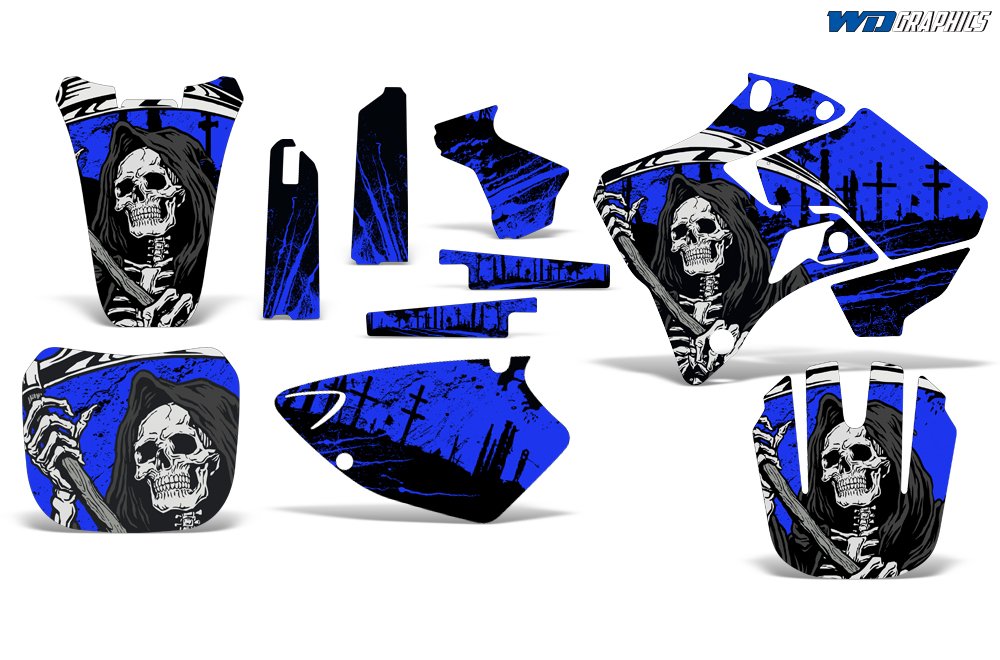 MX Dirt Bike Graphics kit Sticker Decal Compatible with Yamaha YZ125YZ250 1996-2001 - Reaper V2 Blue product thumbnail 3