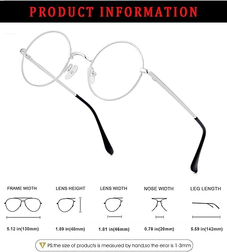 Miniatura 6 de ZIMUSUN Gafas pequeñas redondas de luz azul para mujeres y hombres, lentes transparentes sin receta
