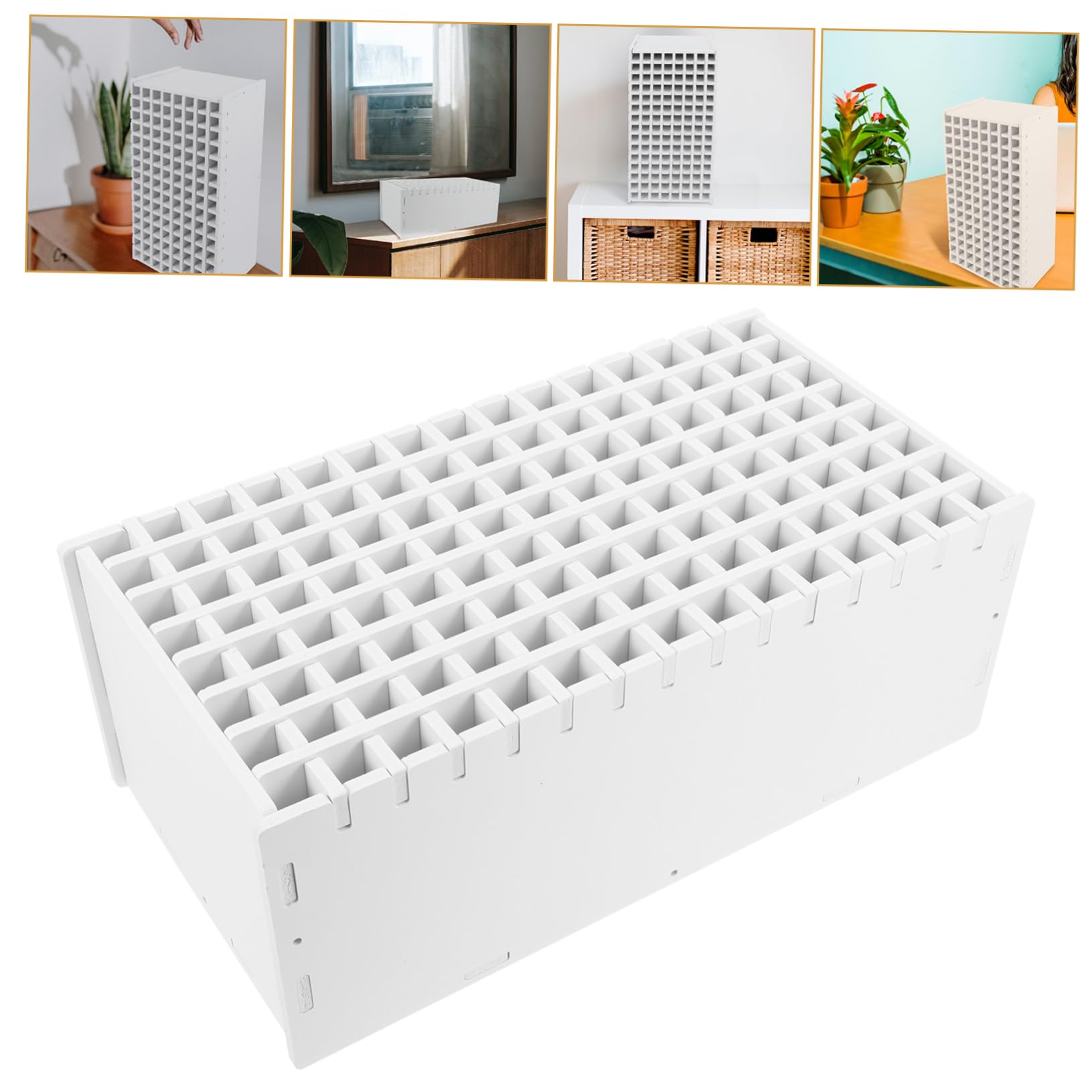 HOMSFOU Organizer per Pennarelli da Scrivania in Legno Bianco Scomparti, Capienza 120 Penne, Pratico e Multifunzionale per Ufficio e Scuola