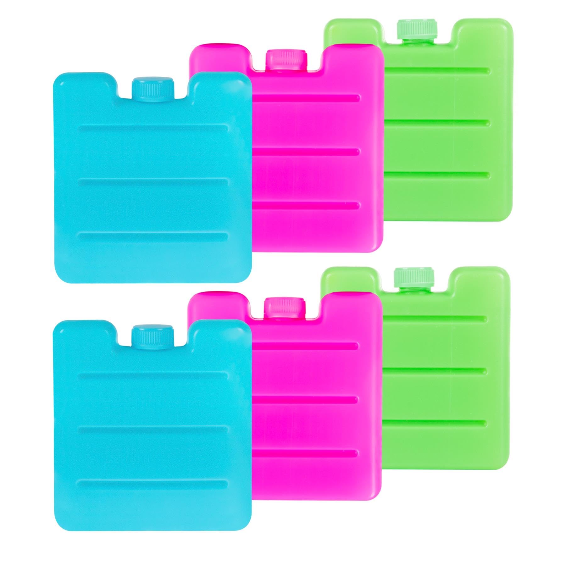 ASAB 6 Pack Freezer Blocks for Cool Bags Reusable Small Ice Packs for Lunch Boxes Kids School Cooler Space Saving Portable Design Mini Freezer Packs for Travel Picnic Camping Hiking Multicolour