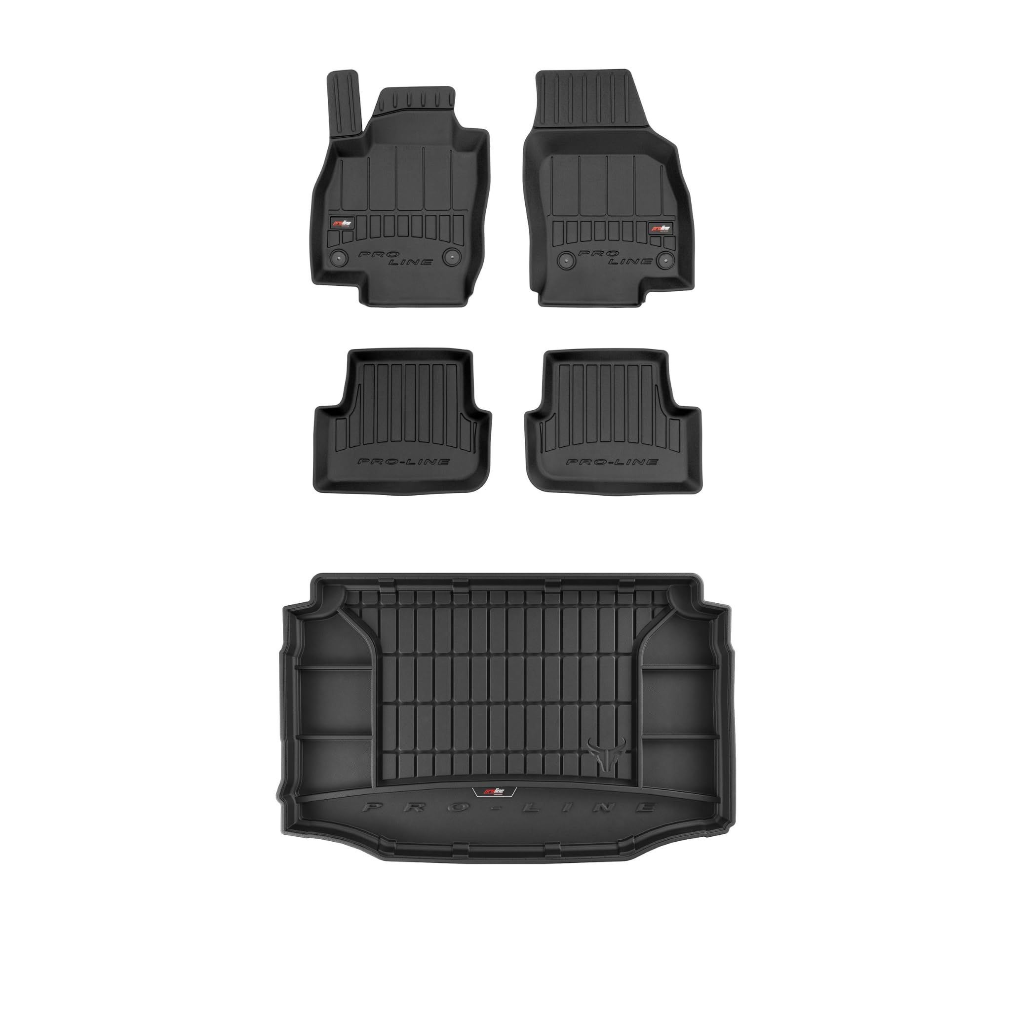FROGUM ProLine 3D Zestaw gumowe korytkowe dywaniki samochodowe i mata bagażnika z logo do SEAT Arona od 2017I Najwyższe ranty