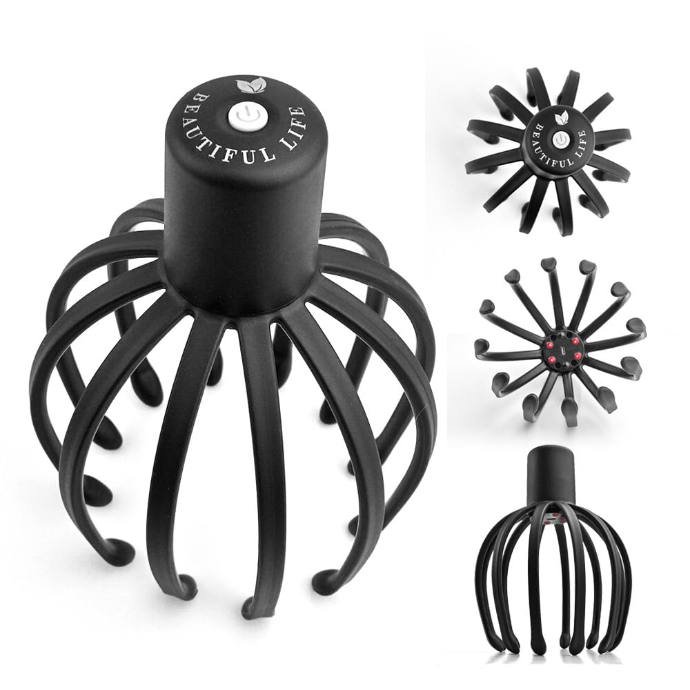 Masajeador eléctrico de pulpo para cuero cabelludo, masajeador de cabeza de pulpo, masajeador de cabeza inalámbrico, masajeador de cabeza de 360 grados con 3 modos, herramienta portátil de masaje del