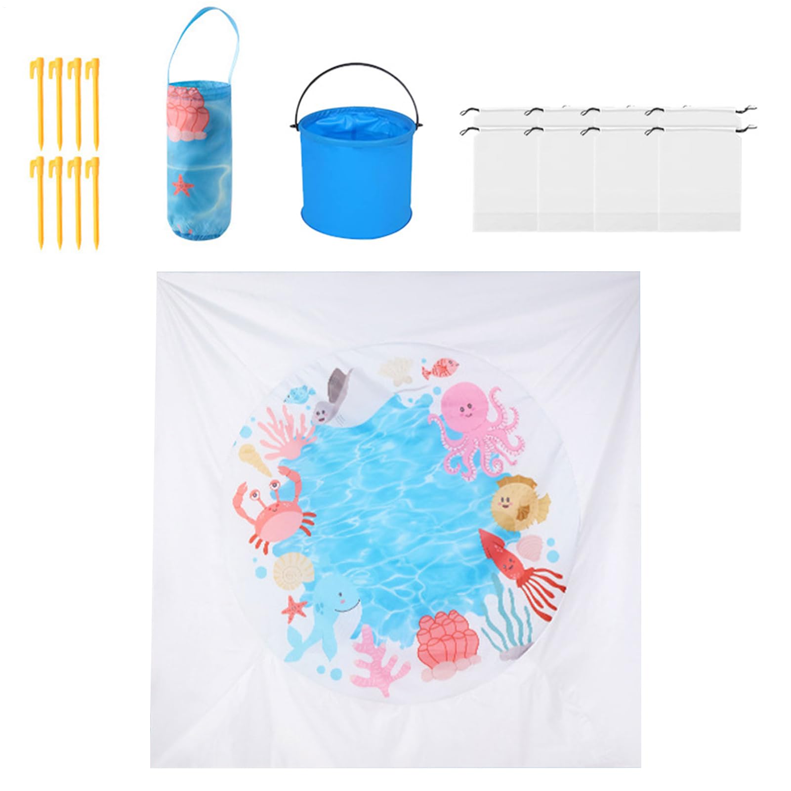 Piscina infantil para playa de 2x2 metros y manta impermeable plegable 2 en 1