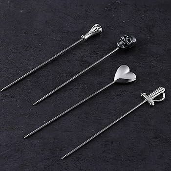 Amazon｜カクテル つまようじ ステンレス鋼 剣の形 長い 再利用可能