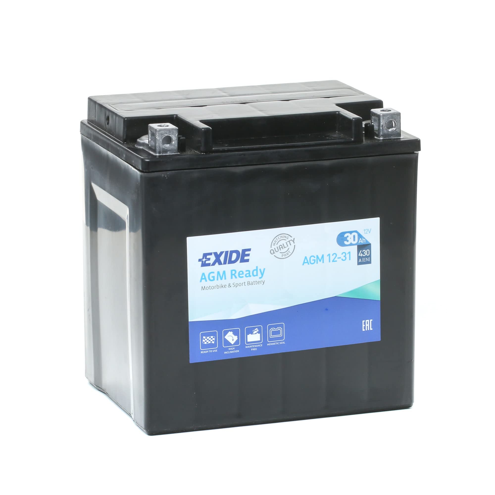 EXIDE Batería 30, Ah 430, A/EN AGM12-31 L 165mm B 130mm H 175mm Compatible con SUZUKI MOTORCYCLES RE 5, MV AGUSTA MOTORCYCLE BRUTALE, MOTO GUZZI MC SPORT
