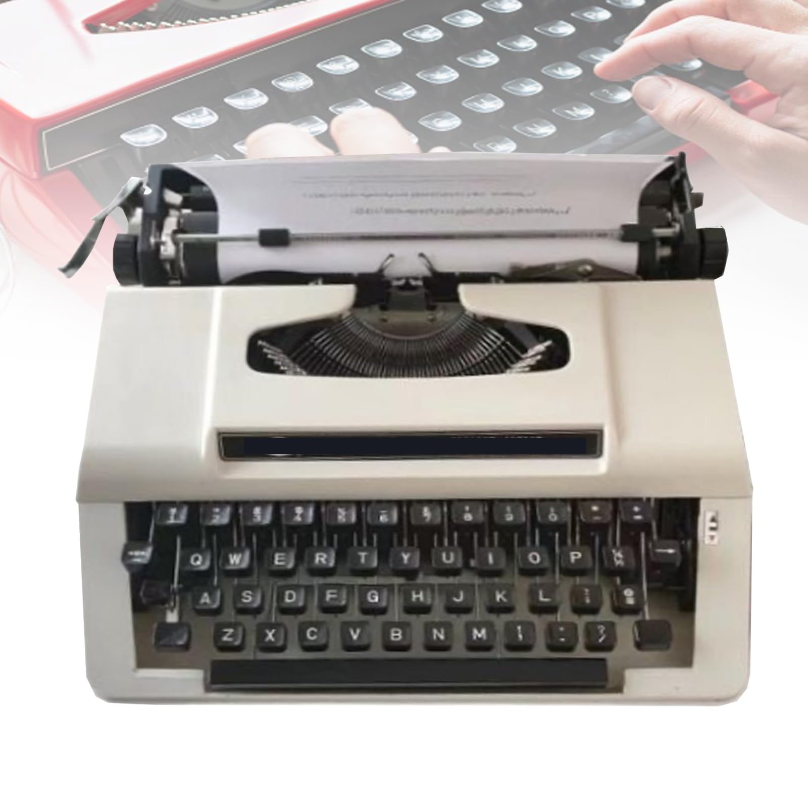 FHRKA Retro Mechanical Typewriter, Letter Spacing: 2.5mm / Roller Length: 238mm, 3-Speed Line Spacing, for Writing Letters (D)