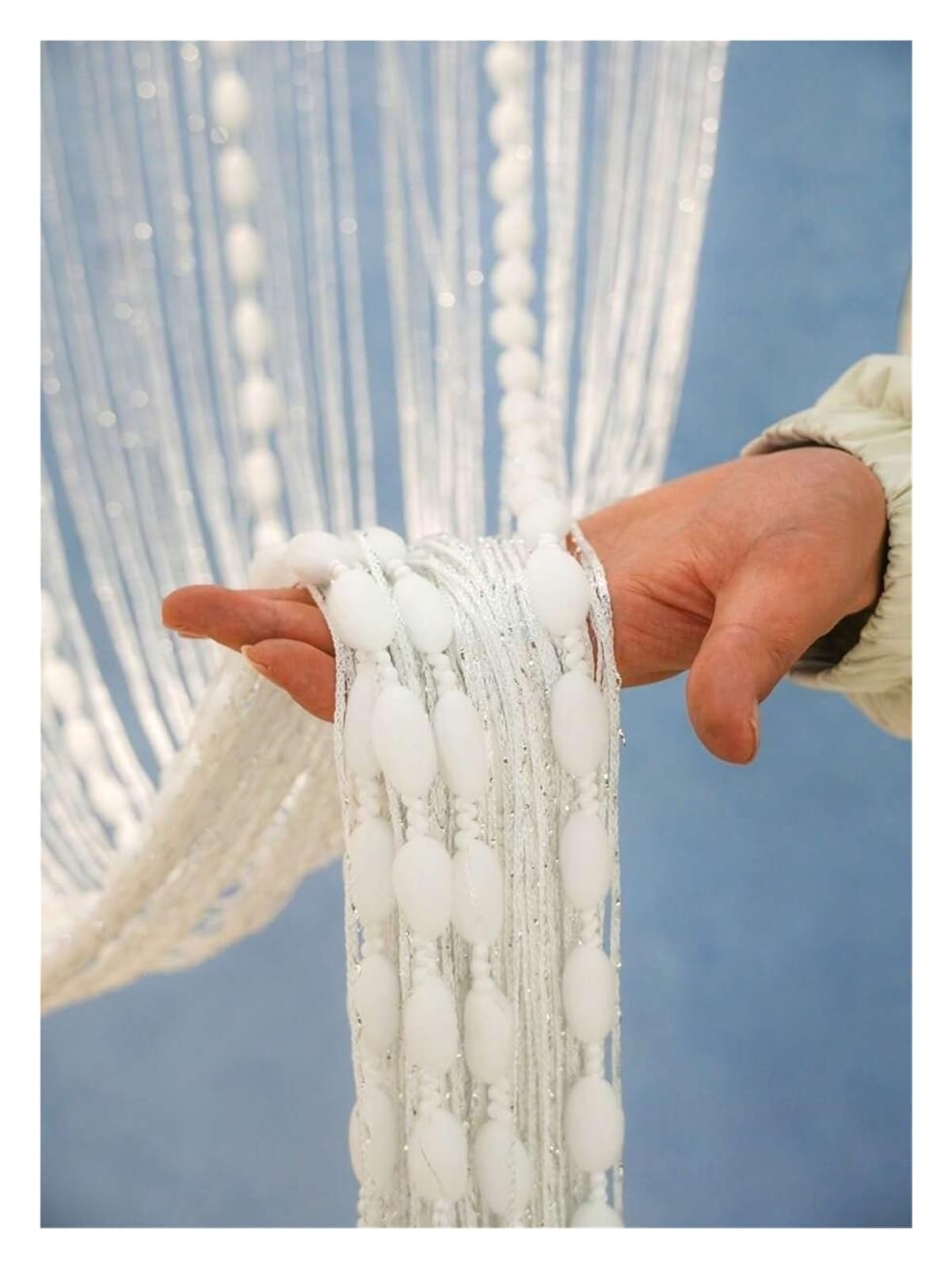 Rideau Perles Porte 1 Rideau à Franges et Pompons