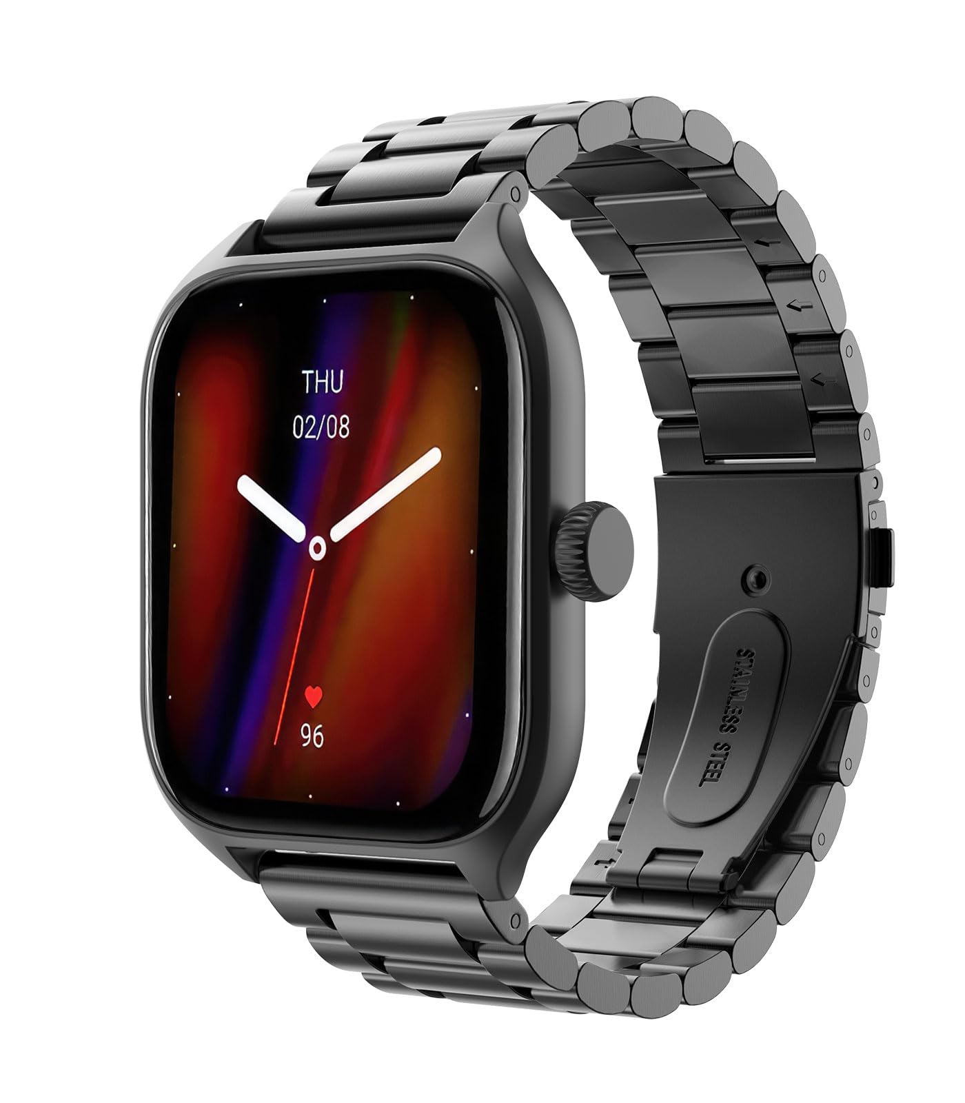 MoKo Correa Metálica Compatible con Amazfit Active/Active 2/GTS/GTS 2/2 Mini/2e/3/4/4 Mini/Bip 3/3 Pro/Bip U/U Pro/Lite/GTR Mini/42mm, 20mm Pulsera de Acero Inoxidable para Hombre Mujer, Negro
