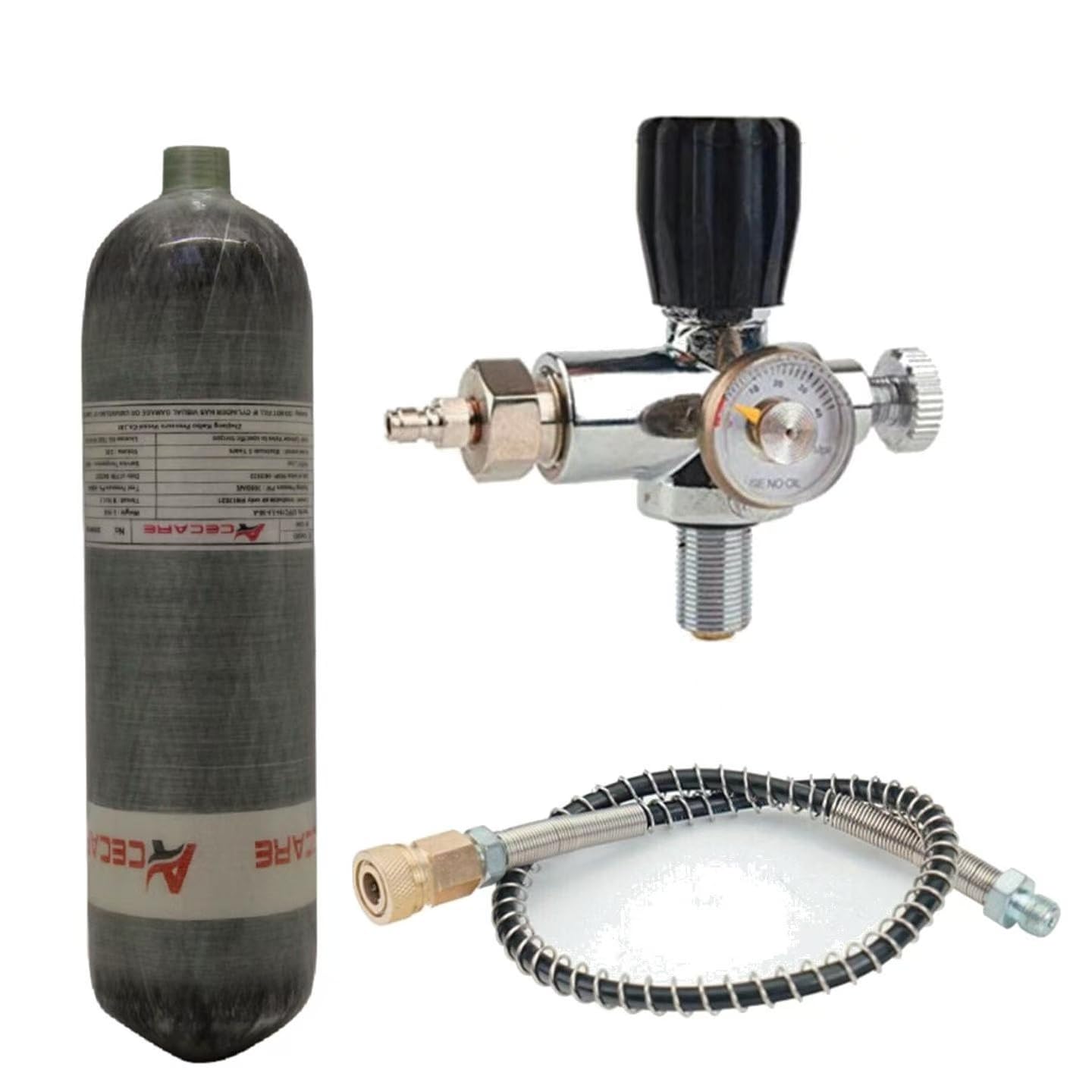 GREOENEL Amor 4500Psi High Pressure Composite Cylinder with Pcp Paintball Filling Station and Pressure Gauge Valve Scuba Tank Pcp Tank with Regulator Gauge for PCP Game