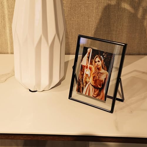 Miniatura 5 de AhaGo Marco de fotos flotante negro (5 x 7 pulgadas, vertical), para múltiples tamaños de fotos (4 x 6, 3 x 5, 2 x 3), marco de fotos ajustable para