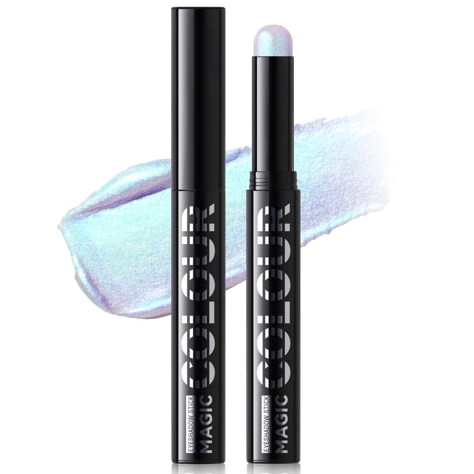 HOSAILY Holographic Duochrome Blue Green Glitter Eyeshadow Stick, Color Shift Shimmer Chameleon Eye Shadow Brightener Pencil, Silky Smooth Iridescent Sparkle Inner Corner Eye Highlighter Fairy Makeup #19 blue green