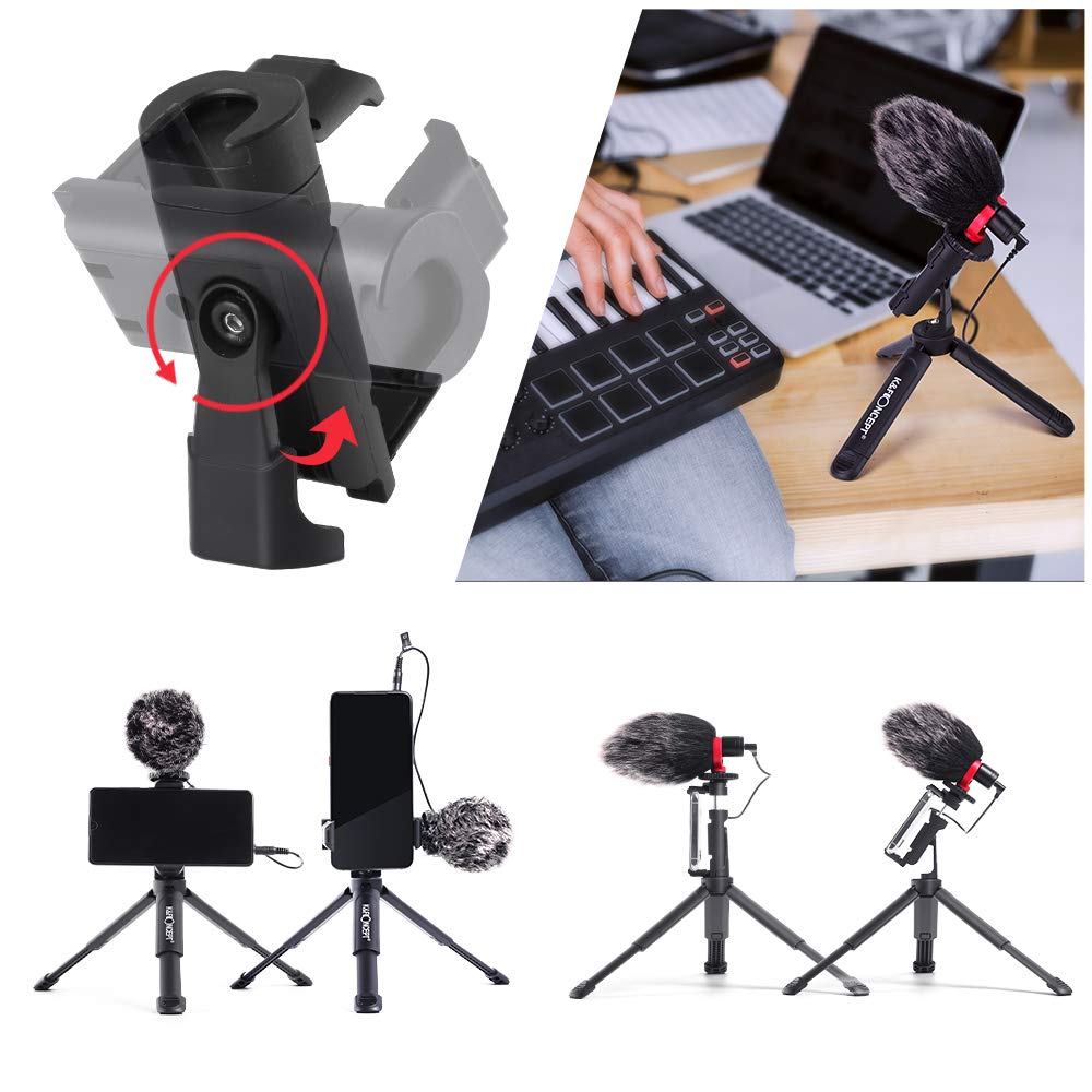 K&F CONCEPT Microfono per Fotocamere CM600, VideoMicro Microfono Direzionale con Treppiede, Microfono Kit per Fotocamere, videocamere