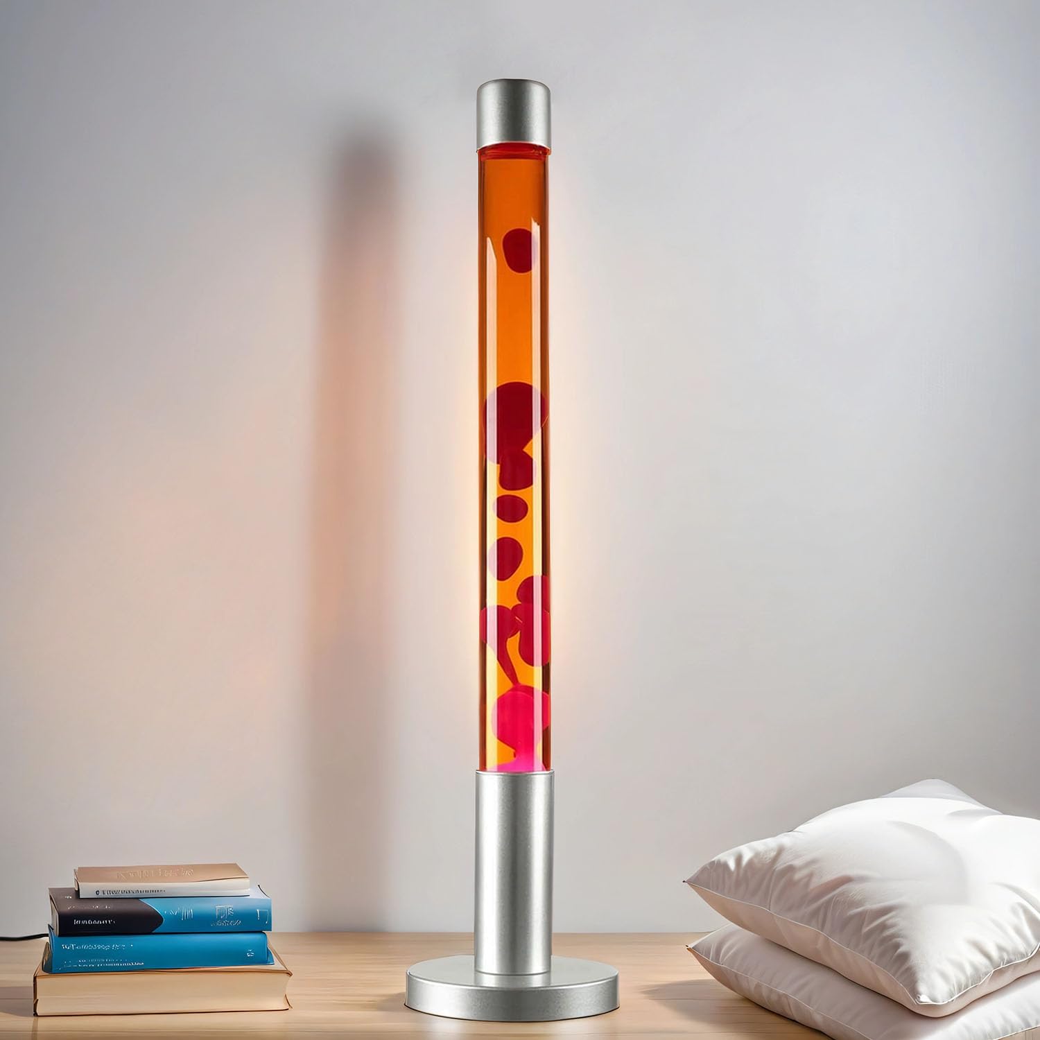 Grande lampe à lave XXL, lampadaire orange rouge, 76 cm, G9 50 W avec interrupteur à fil, ampoule incluse, d'ambiance, salon, chambre de jeunes, lampe rétro