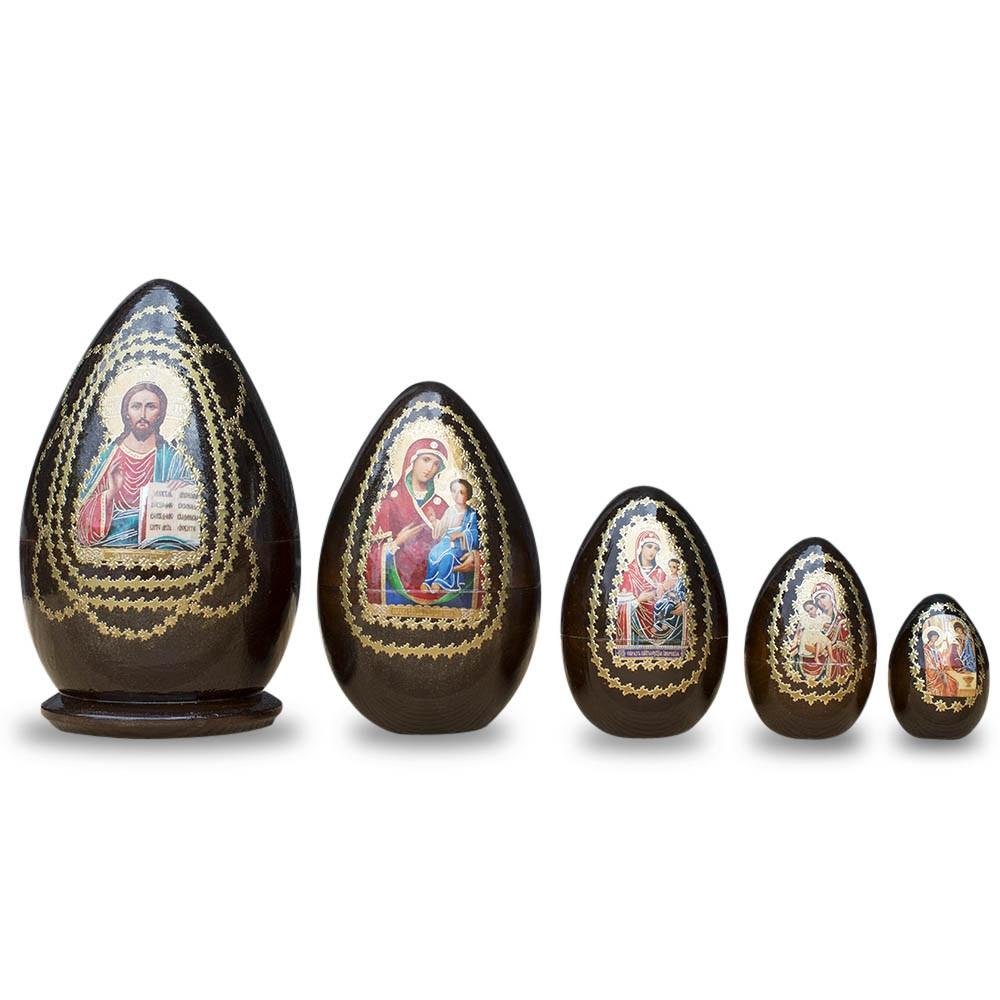 BestPysanky Set of 5 Jesus Christ Icons Wooden Nesting Dolls 6.5 Inches