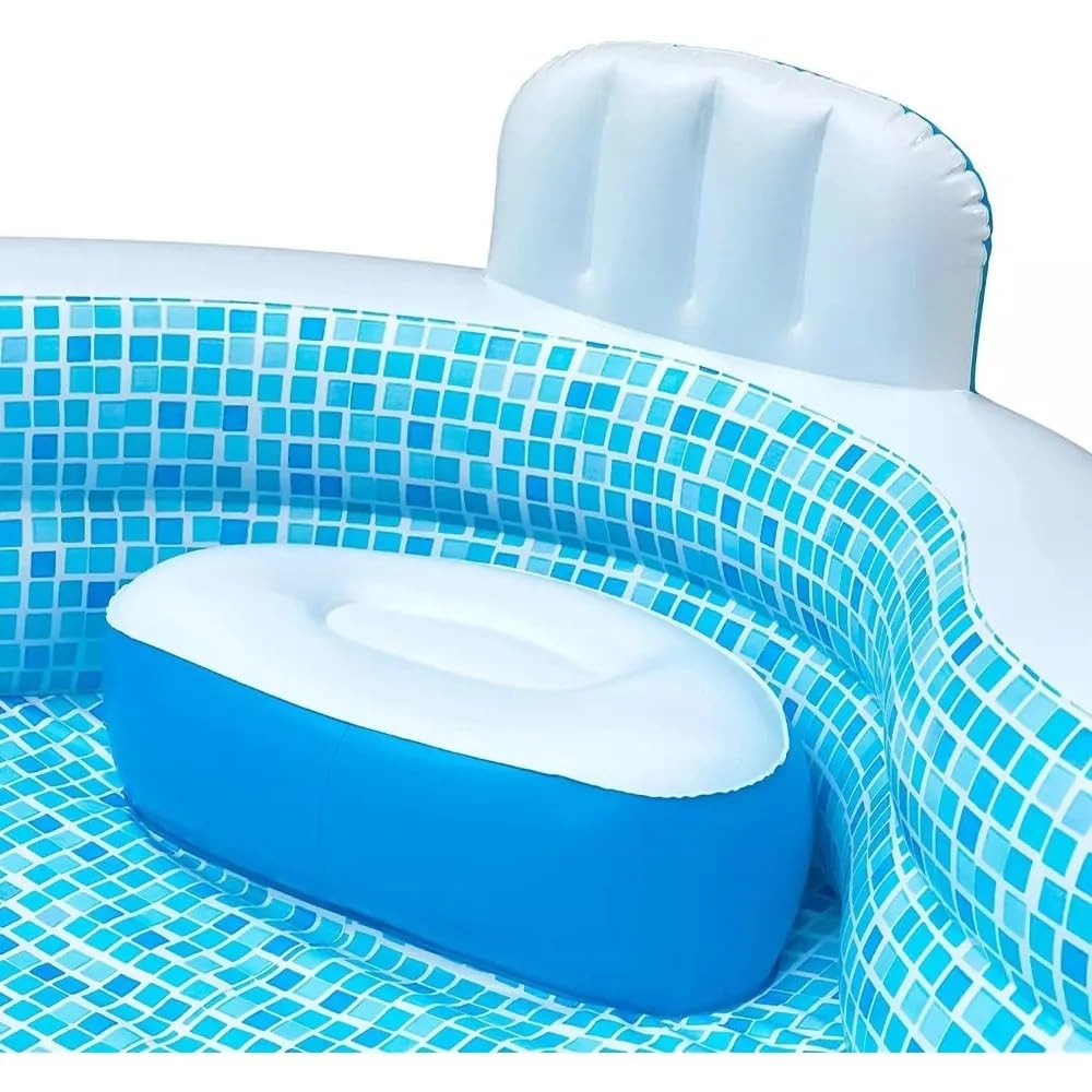 Kit d'entretien aspirateur Piscine Piscine familiale de 10 Pieds de Long, 2 sièges gonflables avec dossiers. 120" LX 110" WX 26" H