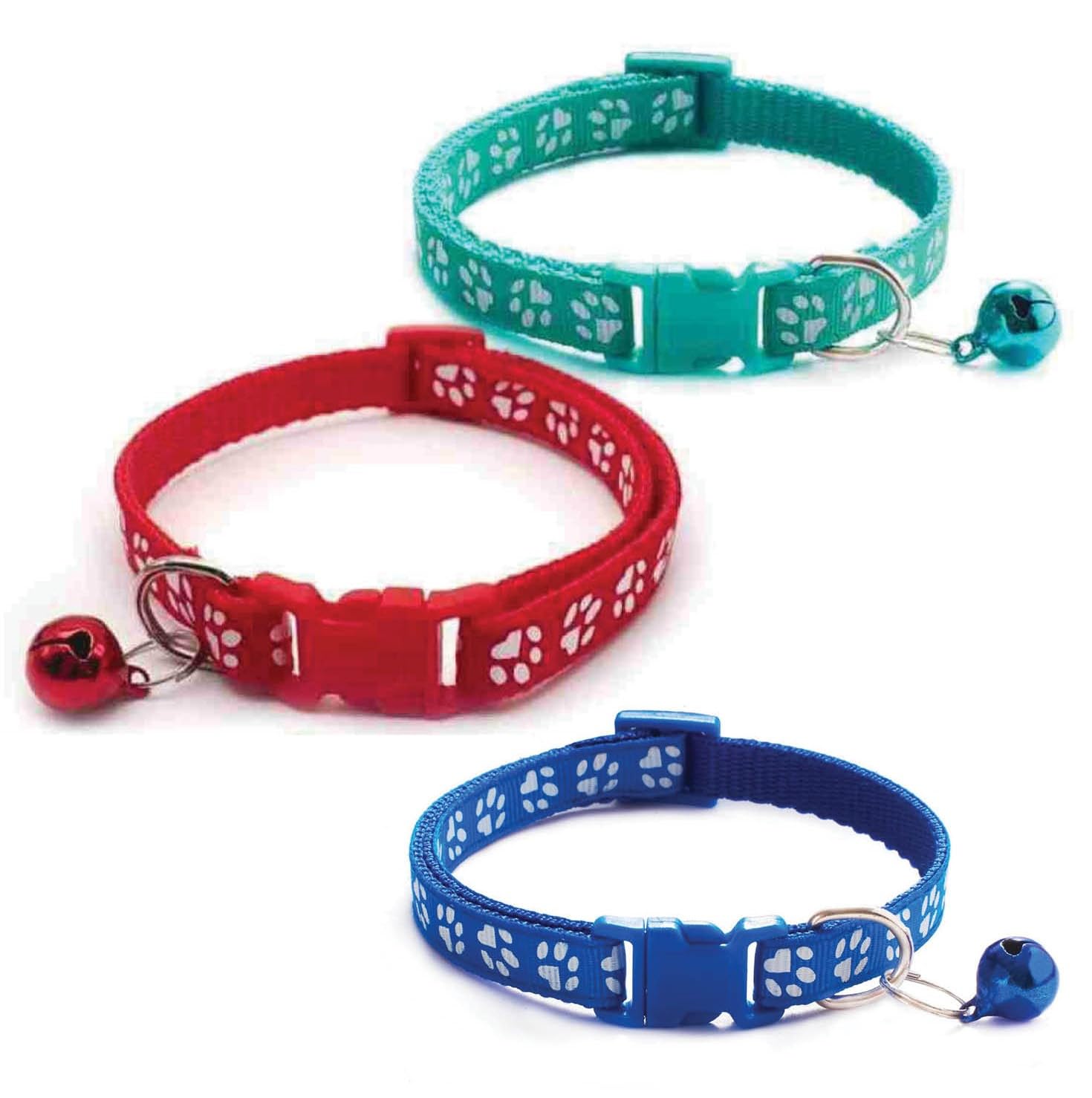 Litvibes Cat Collars Set of 3 with Bell,Kitten & Small Dogs Soft Adjustable Collar Safe,Solid & Protection Breakaway for Cats & Puppies,Cute Kitty with Paw Print-(Turquoise,Red,Dark Blue) (B0D1CG42N2) Amazon Price History, Amazon Price Tracker