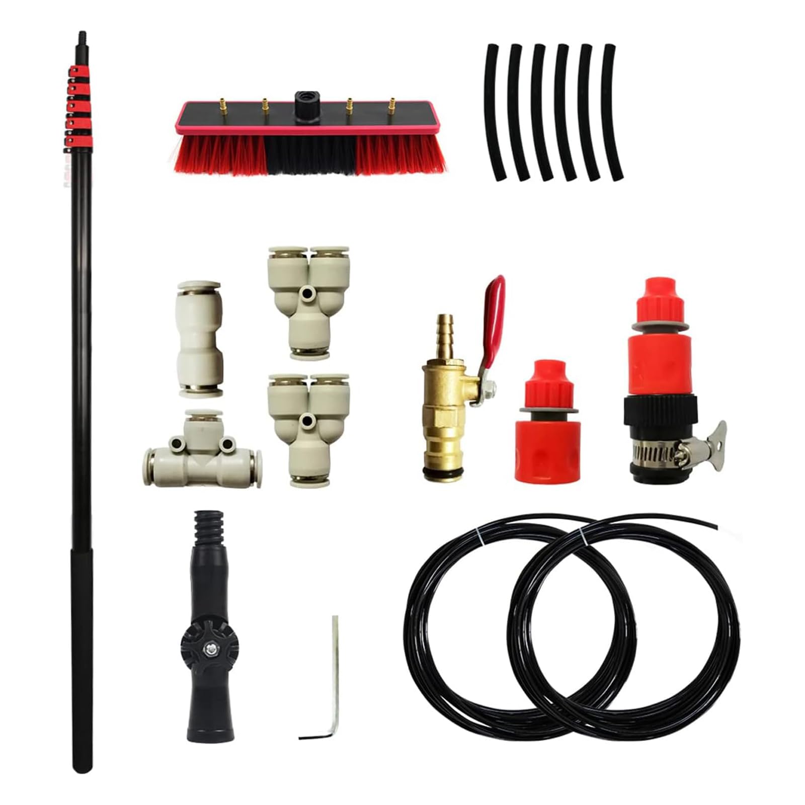 Professal Teles - Herramienta limpiacristales de agua de 24 pies con cabezal flexible, ideal para limpieza de ventanas del hogar, cabezal de cepillo extensible de 50 cm, alcance de 3,6 m
