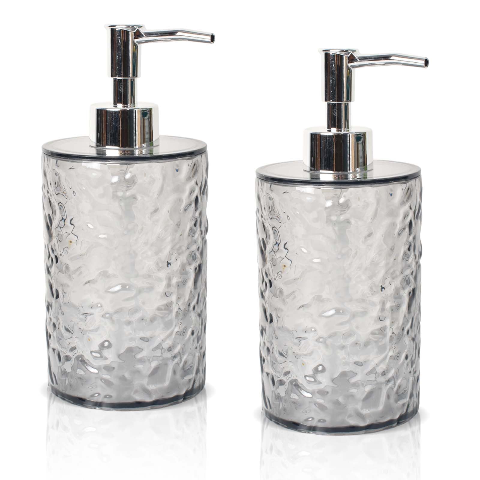 2 Stück Seifenspender Küche Bad, 400ml Duschgel Spender,Vintage-Soap Dispenser Mit Pumpe,Kunststoff Spülmittelspender mit Wellentextur,Für Badezimmer,Küche Arbeitsplattem Rund
