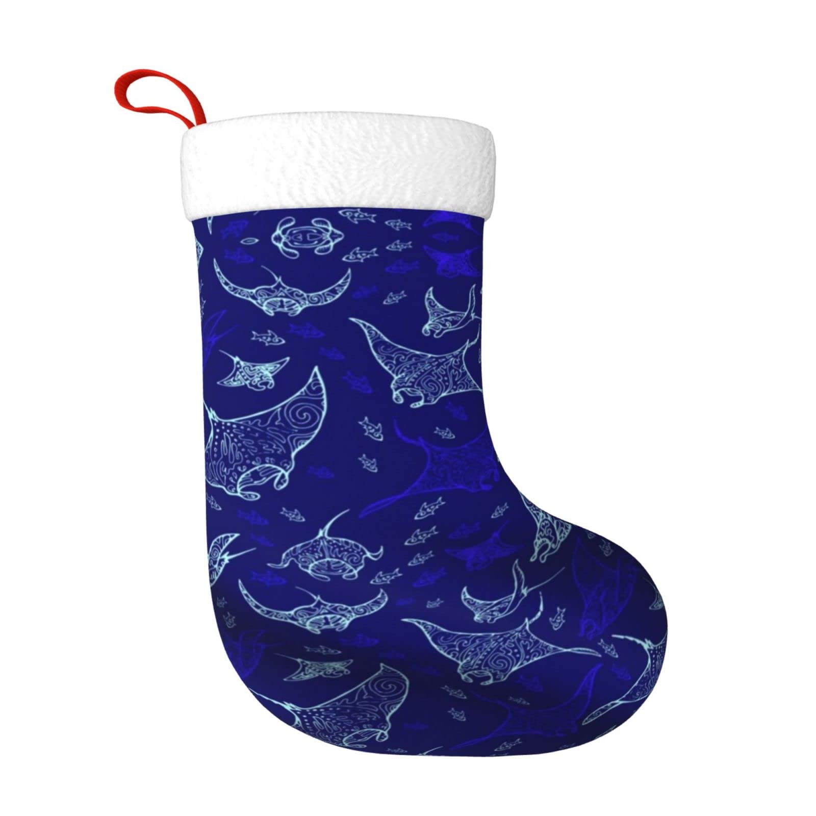 Wurton Manta Ray And Fish Print Xmas Stockings Santa Hanging Ornament Christmas Stockings Xmas Season Party Decor