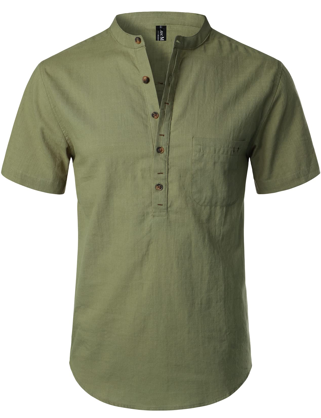 Mandarin Collar Ucb Linen Shirts Men Standard Mandarin Collar
