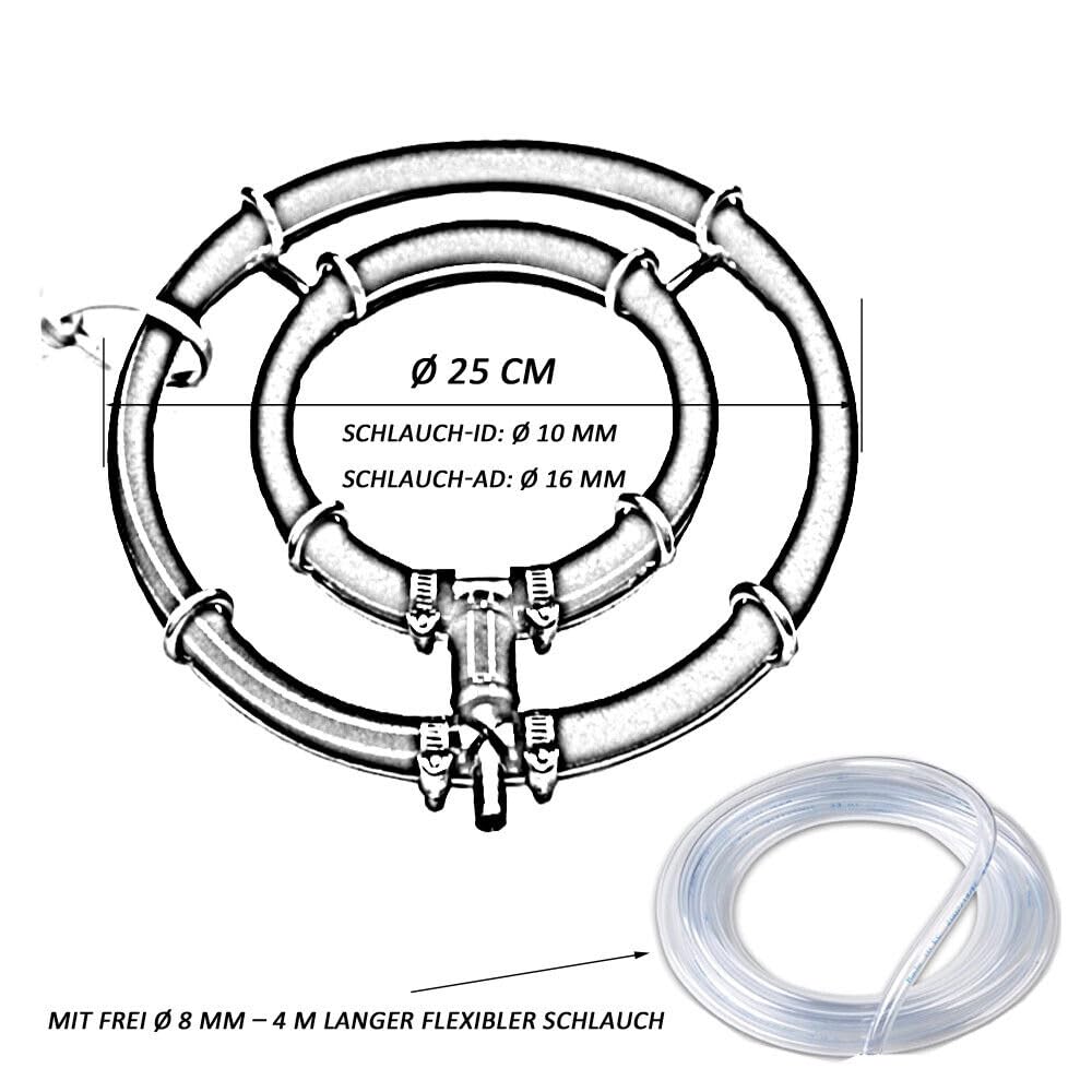 Anello aeratore giapponese per bacino carpa Koi, aerazione e ossigenazione, diffusore per bacino carpa Koi e per arricchimento di ossigeno del bacino da giardino (2 anelli / Ø25 cm)
