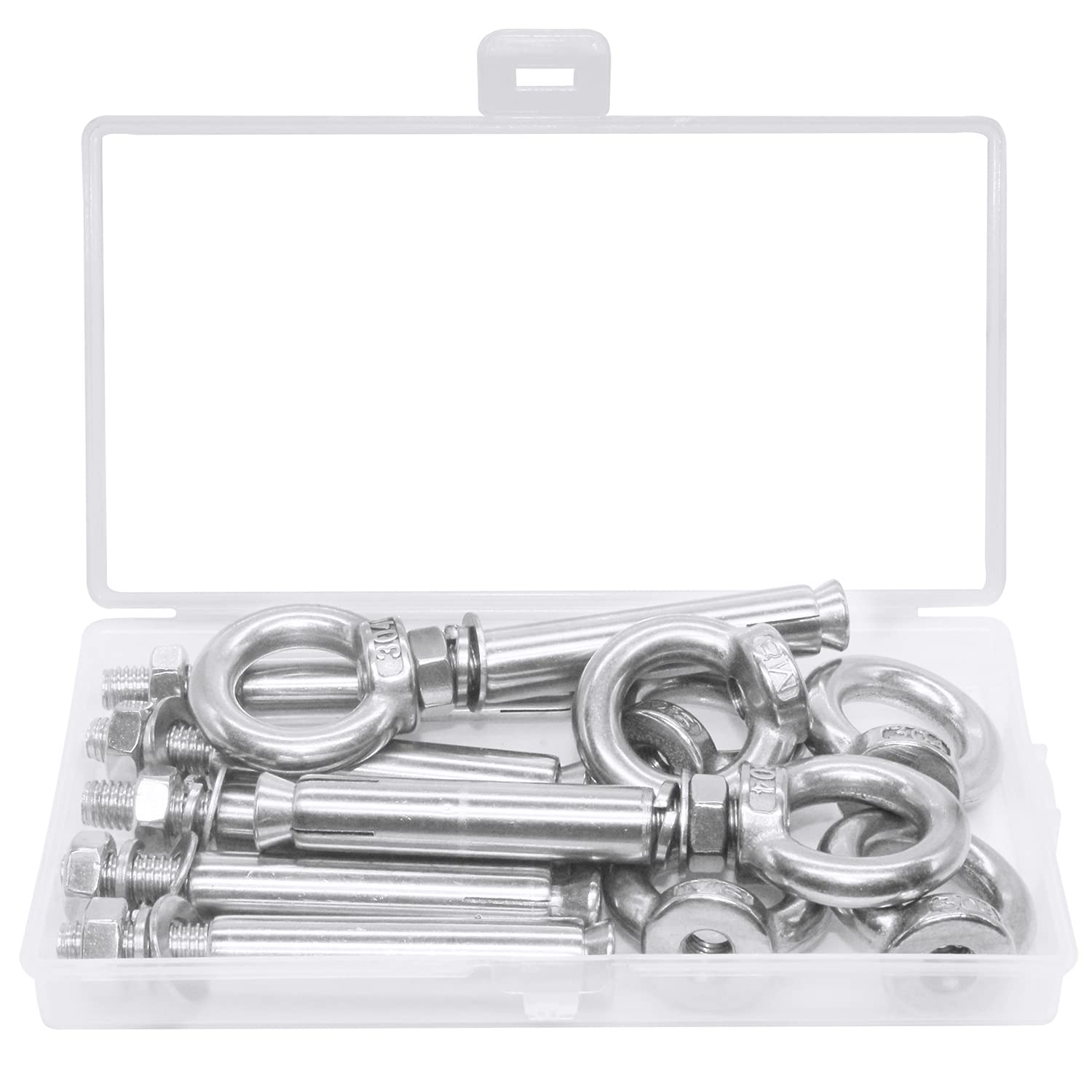 Bulloni di Espansione M8 x 80 mm 304 Acciaio Inossidabile Bulloni di Ancoraggio con anello, 5 Pezzi