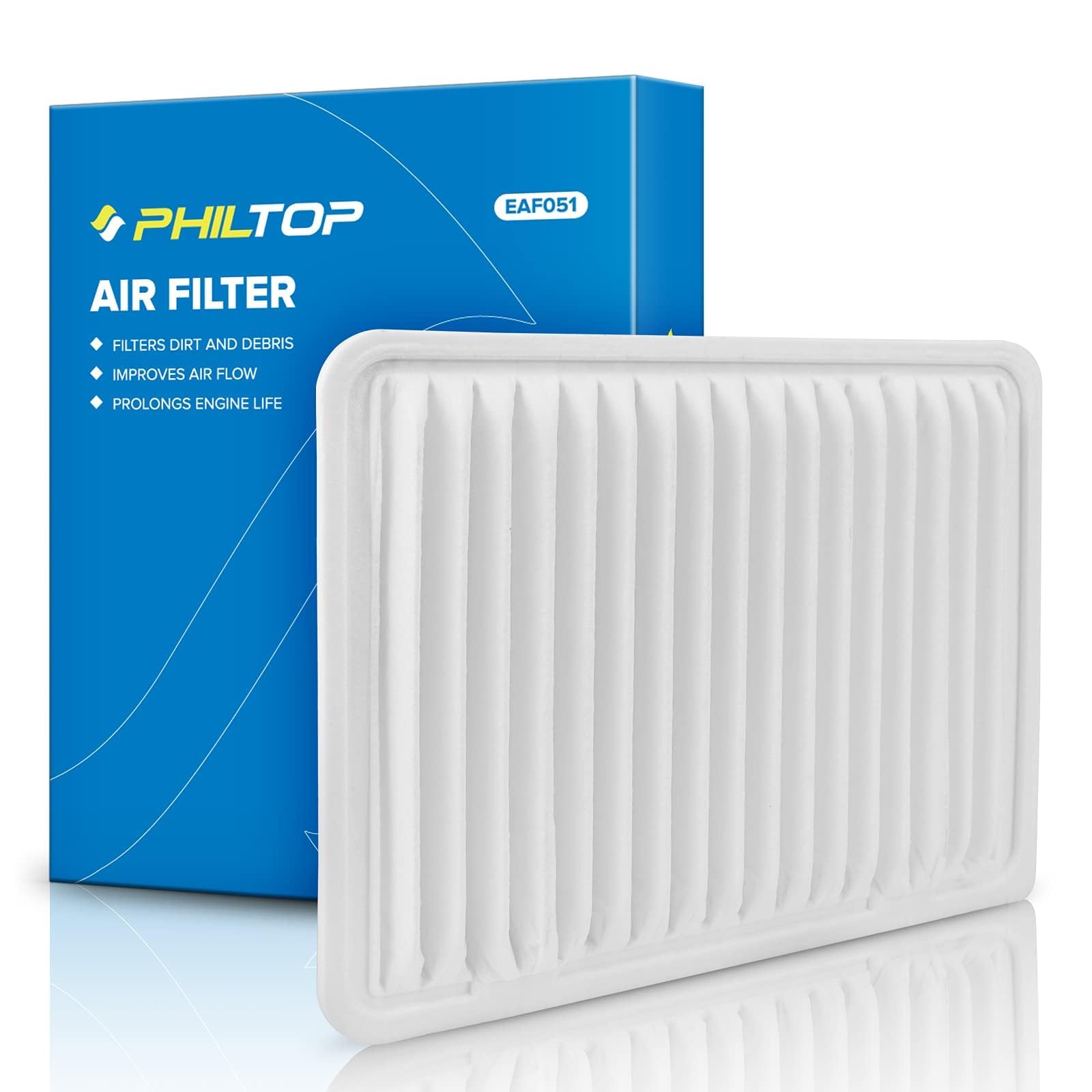 PHILTOP Engine Air Filter, EAF051 (CA10163) Replacement for Tacoma L4 (2005-2021), Improve Engine Performance