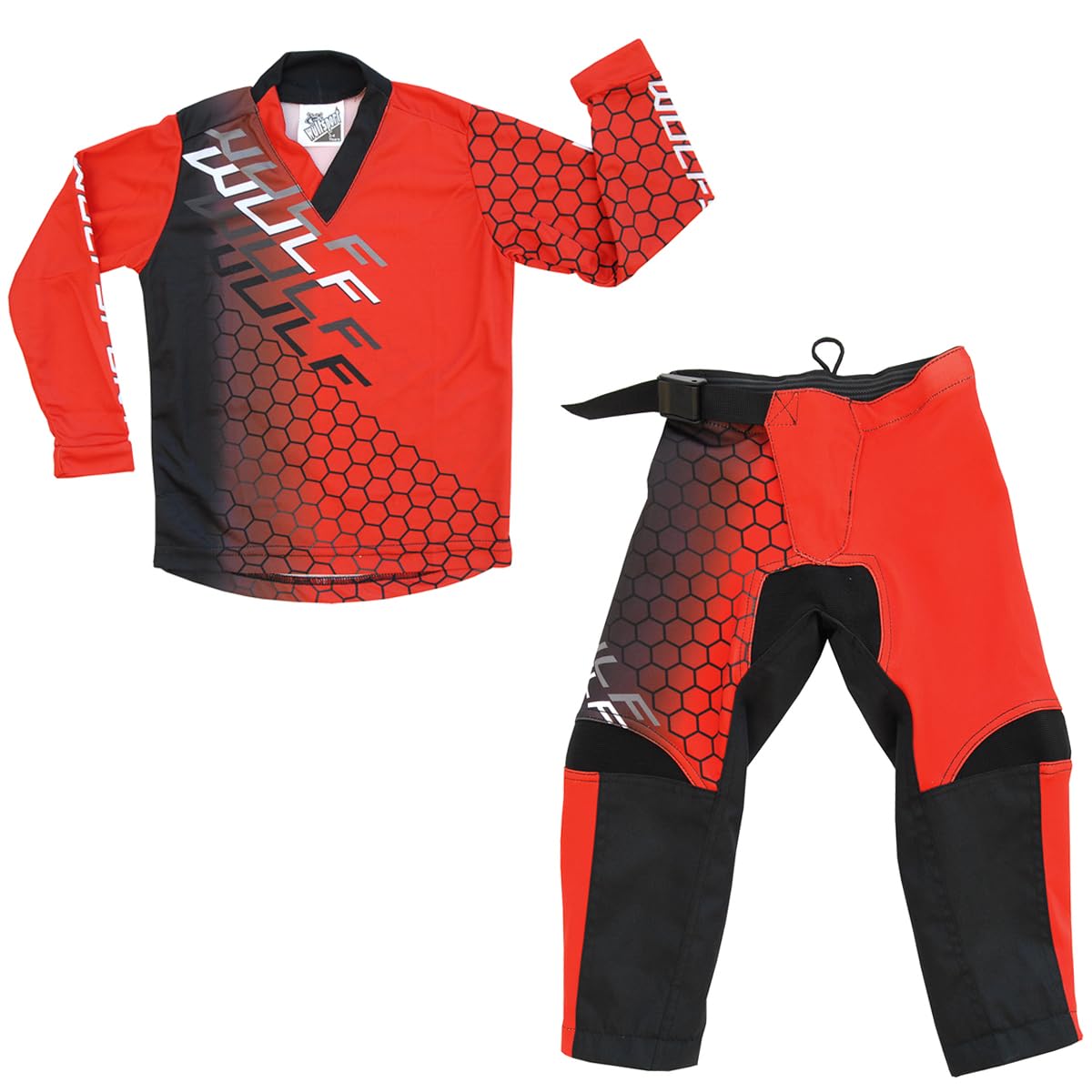Wulfsport Combinaison de course MX pour enfants et jeunes pour motocross, quad, BMX, VTT, maillot et pantalon – Rouge