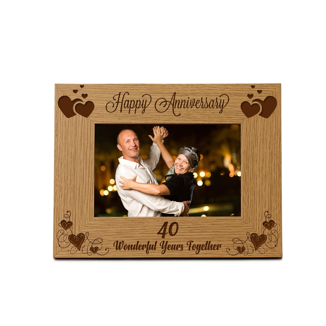 Ukgiftstoreonline Happy 40Th Anniversary Wooden Photo Frame Gift (5 X 7 Inch)
