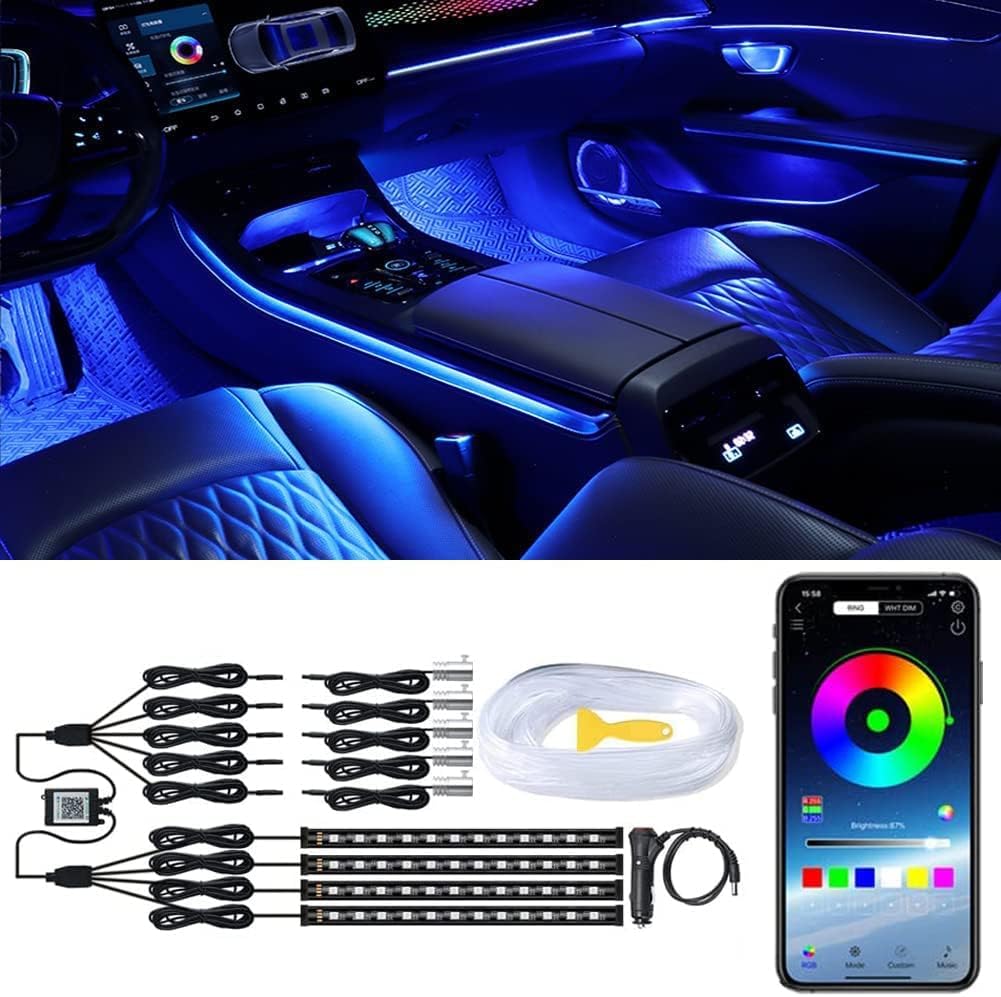 Multicolour Car Interior Ambient & Atmosphere Light for Car with Remote & App Control - Set of 9pcs