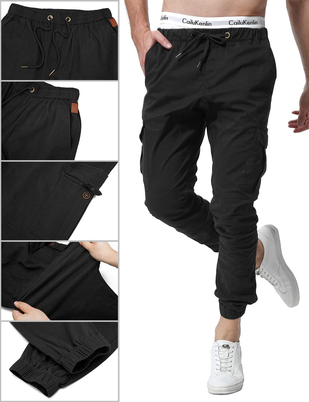 ZOEREA Herren Hose Chino Cargo Hose Baumwoll Slim Fit Casual Stretch Sporthose mit Taschen Streetwear