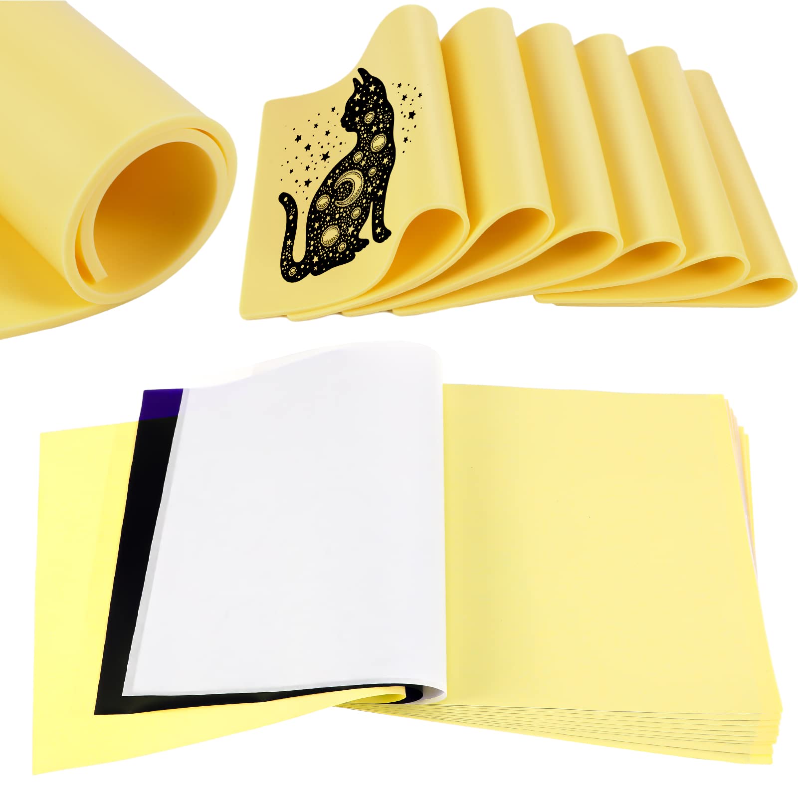 Seajan 36 Pcs 3mm Tattoo Practice Skin Fake with Transfer Paper Tattoo Starter Kit Including 6 Pcs Double Sided Skin and 30 Pcs Tattoo Stencil Paper for Tattoo Practice Tattoo Supplies