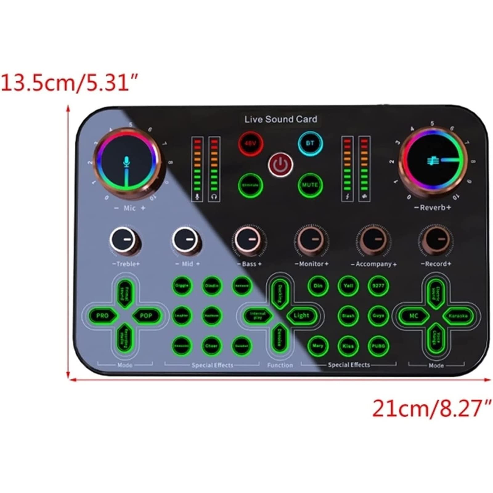 Mixer Audio Professionale, Scheda Audio DJ16 da 48 V, Microfono a condensatore a diaframma Largo, Cambia Voce, Adatto per DJ, Microfono a condensatore, Karaoke Online, Canto, Karaoke, t