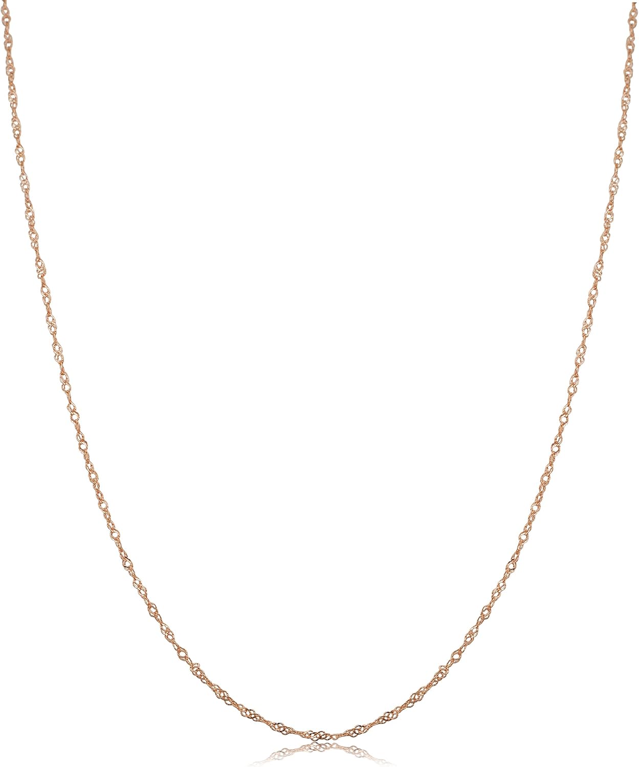 Kooljewelry Womens Singapore Chain Classic - 10k Rose Gold Singapore Chain Necklace