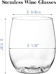Tebery 32 Pack Unbreakable Plastic Wine Glasses Stemless, 12 Oz Heavy Duty Clear Drinking Glasses Wine Cups, Reusable for Champagne, Dessert, Food Samples, Catering, Weddings