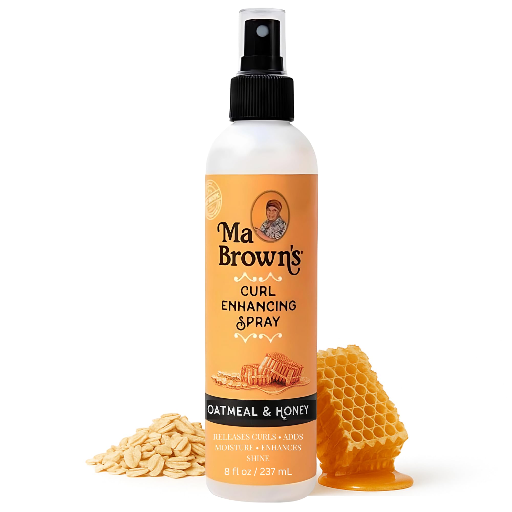 Ma Browns Curl Enhancing Hair Spray with Oatmeal & Honey, 8 oz, 237 ml – Defines curls, reduces frizz & elongates coils with lightweight hydration for voluminous, bouncy, natural curls