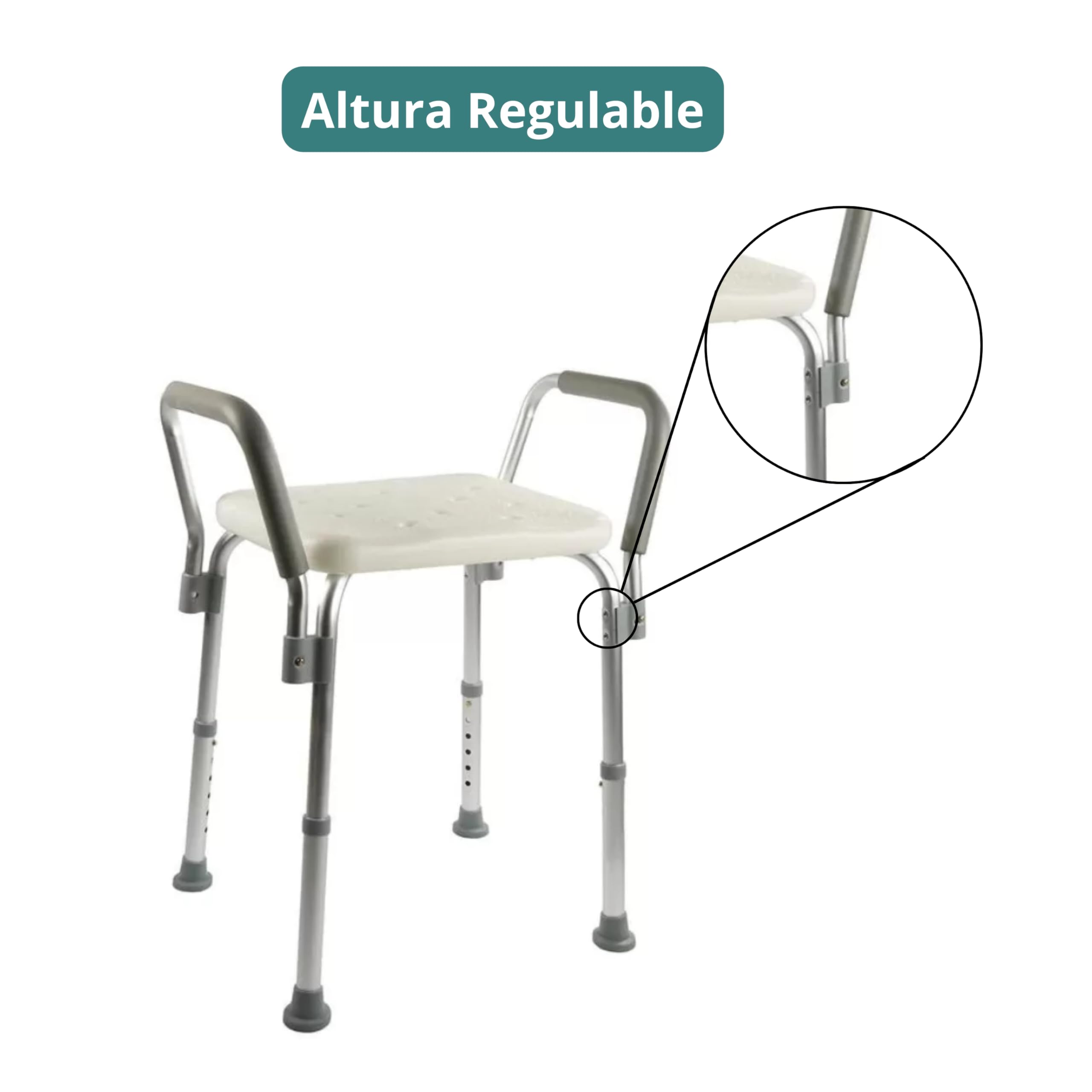Silla Ducha y Taburete Baño Todo en 1. Taburete Ducha Ortopédico Mayores y Niños con Reposabrazos y Respaldo Premium. Silla Ducha Personas Mayores: Antideslizante, Regulable, Cómoda y Segura