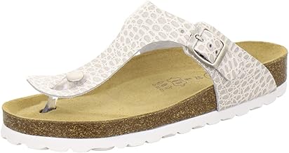 AFS-Schuhe 2107, modische Zehentrenner Damen Sandale aus Leder, Bequeme Pantoletten mit Fussbett Made in Germany