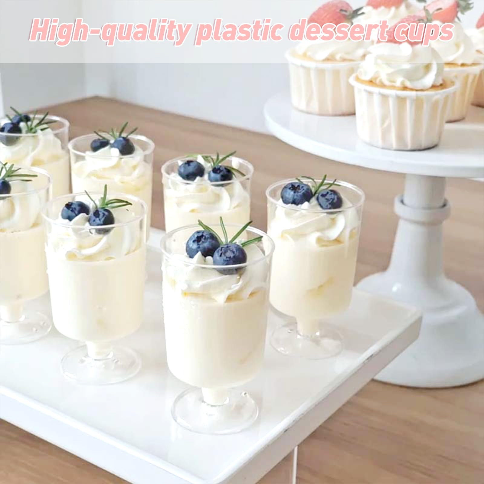 Verrine Plastique Aperitif 50 Verrines à Dessert Transparentes (140ml) - Carrées, Réutilisables - Pour Mousse, Pudding & Fêtes Verrine Tiramisu