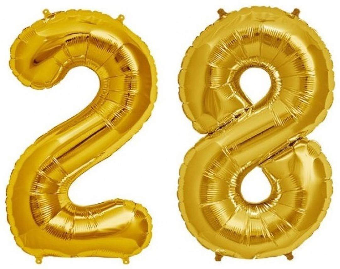 Masti Zone Gold Number 28 Tewenty Eight 16" Foil Balloon For Kids Birthday Theme Party Decoration (Gold Number 28)