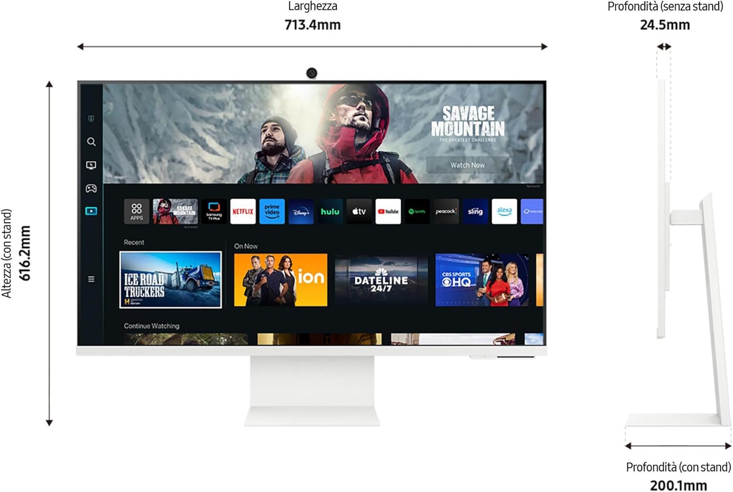 Samsung Smart Monitor M8 (S32CM801), Flat, 32", 3840x2160 (UHD 4K), Piattaforma Smart TV (Amazon Video, Netflix), Gaming Hub, Airplay, Mirroring, Office 365, Casse Integrate, WiFi, USB TypeC, Bianco Bianco 32'' Versione 2023 M8 / UHD 4K - Immagine 3