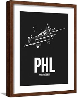 ART.COM Wall Art Print PHL Philadelphia Airport Black on Brown Frame by NaxArt, 16" x 20"